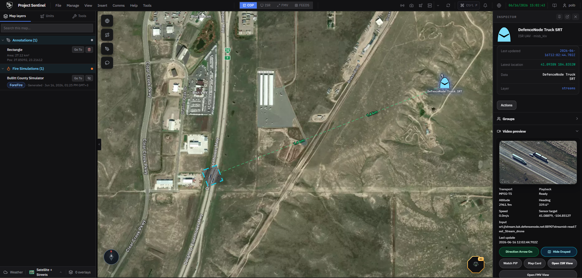 Sentinel tactical map dashboard